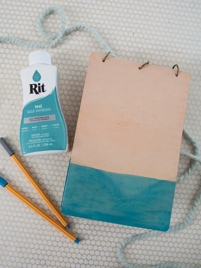 Make a leather guest book and then hand-dye it too!