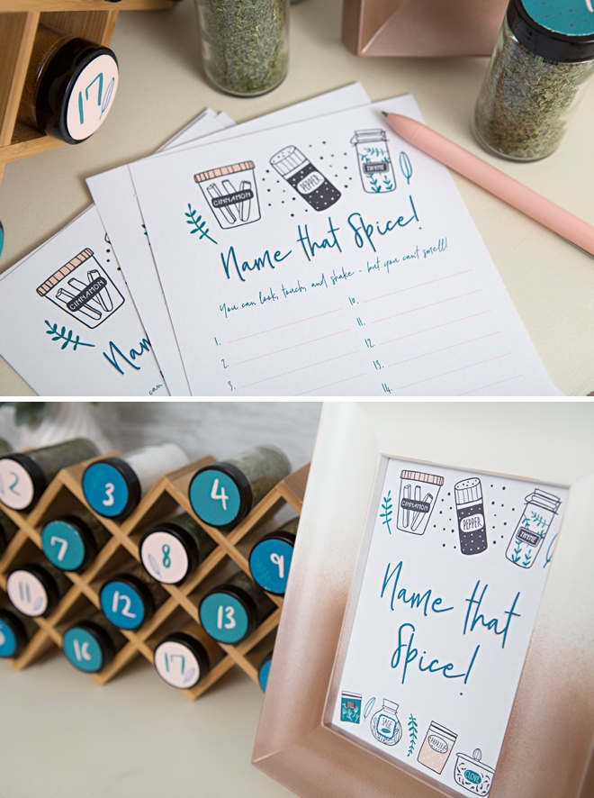 Adorable DIY Name That Spice bridal shower game!