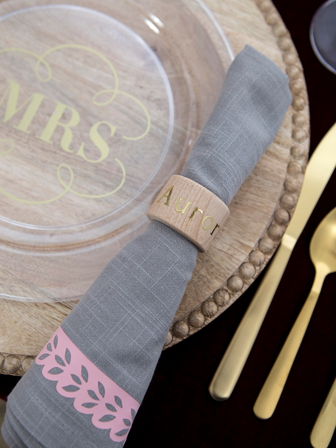 Personalize your own napkin rings and napkins for your wedding!