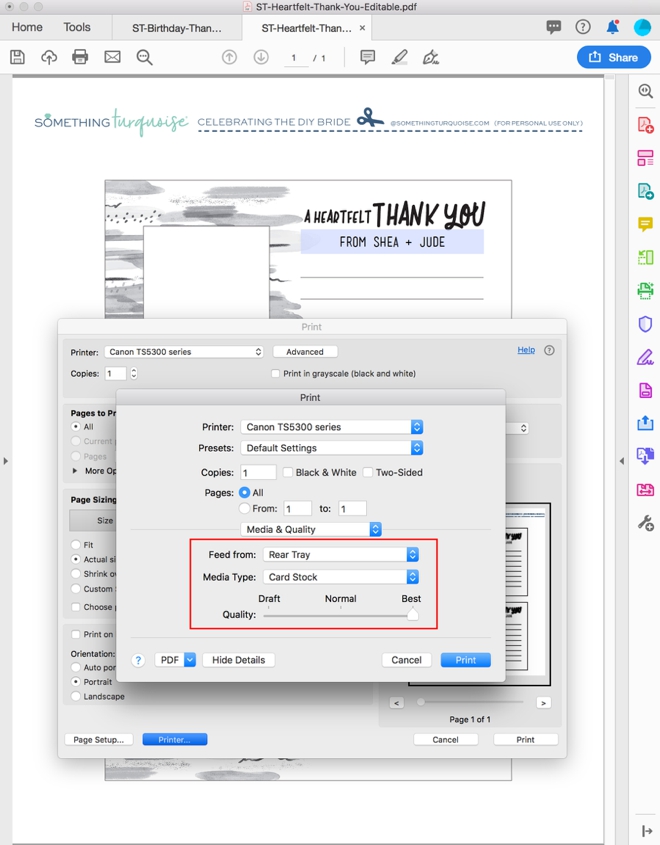 how to print 3x5 cards with canon printer