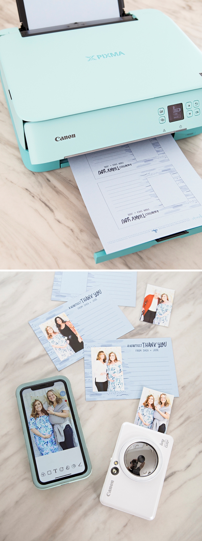 Free printable and editable photo thank you cards with Canon IVY!