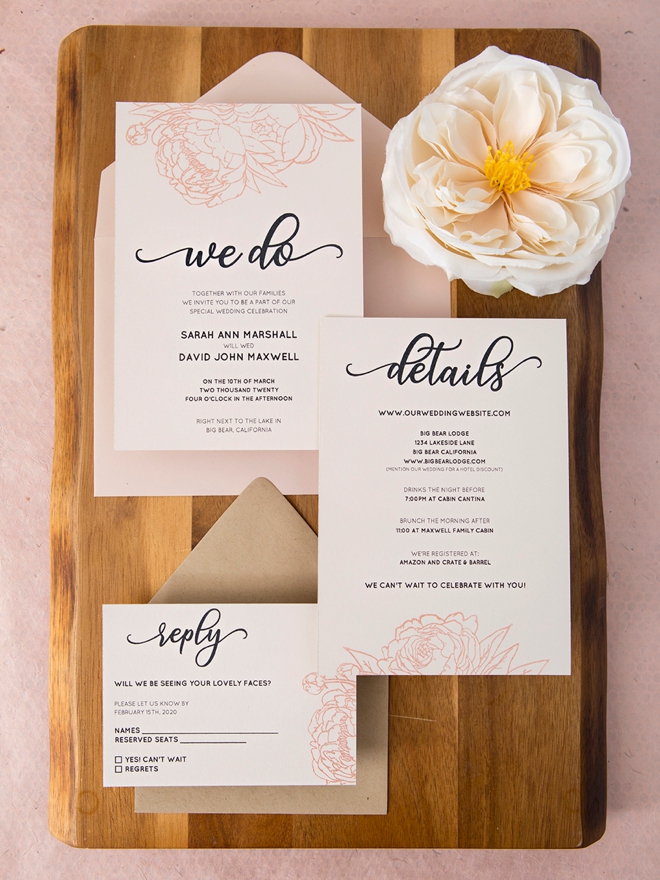 Learn how to stamp and emboss these free wedding invitations!
