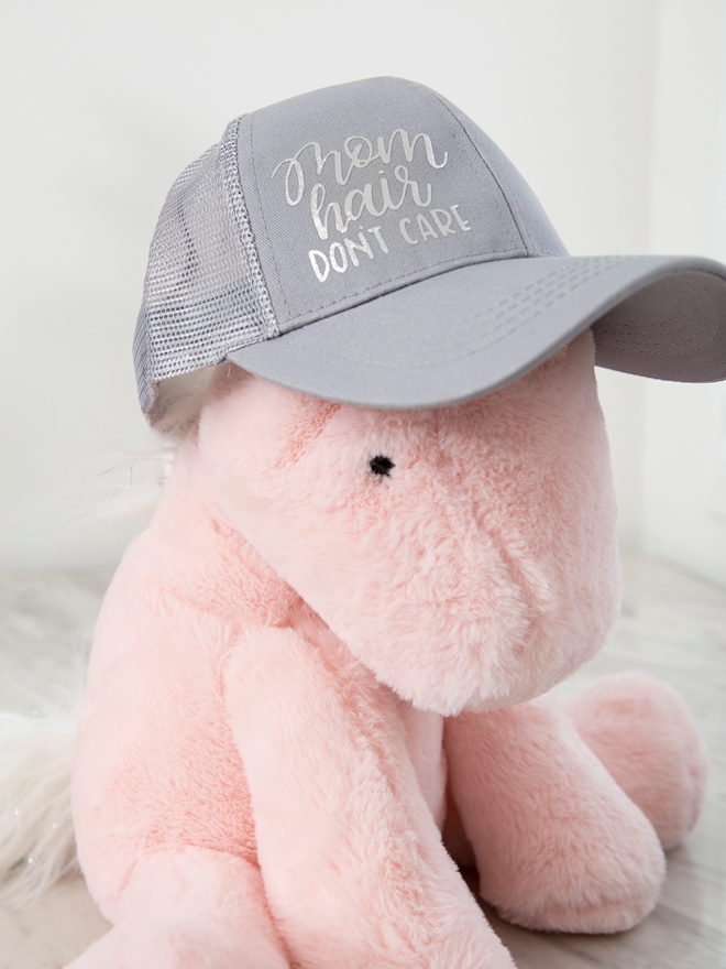 DIY adorable Mom Hair Don't Care hat using your Cricut!