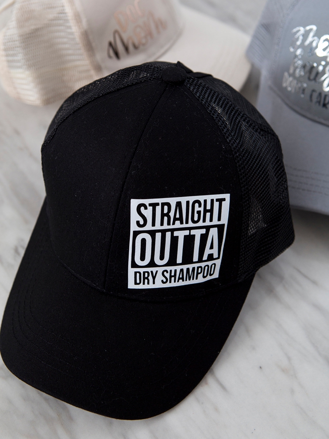 DIY funny Straight Outta Dry Shampoo hat using your Cricut!