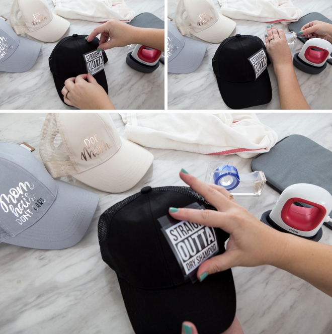 Learn how to make these dirty mom hair hats with the Cricut EasyPress Mini!