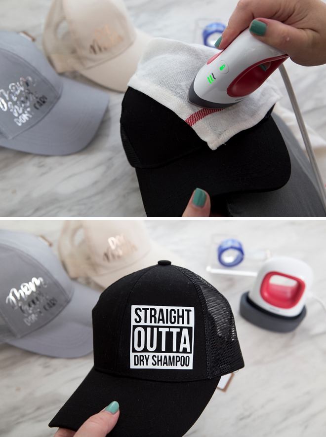 DIY funny Straight Outta Dry Shampoo hat using your Cricut!