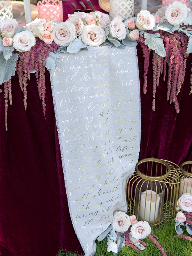Learn how to design and make your own wedding vow table runner!