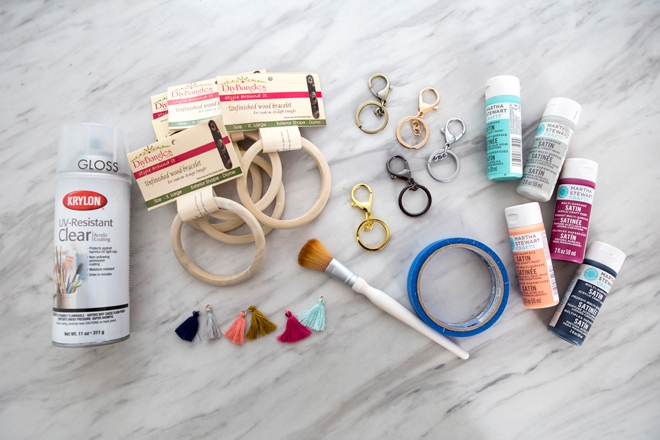 These trendy bangle keychain bracelets are super easy to make!