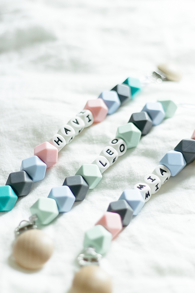 personalized beaded pacifier clips