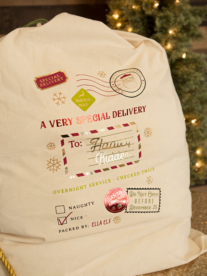 OMG, these DIY personalized Santa bags are just too cute!