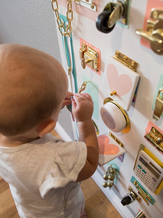 Make your own toddler busy boards, so cute!