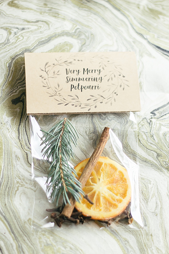Your guests will love this very merry simmering potpourri wedding favors!