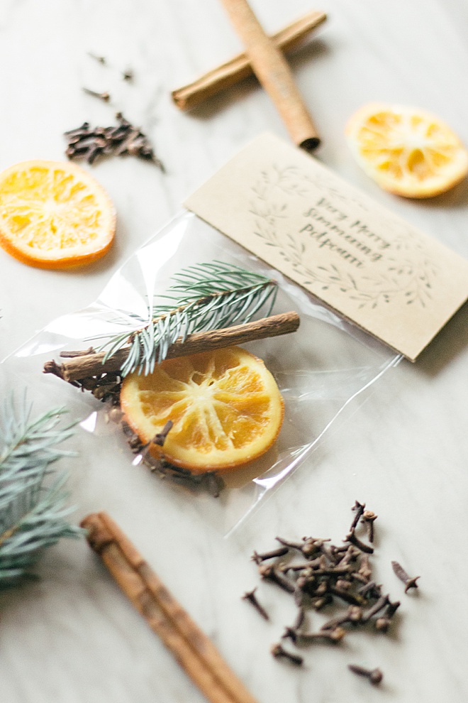 Your guests will love this very merry simmering potpourri wedding favors!