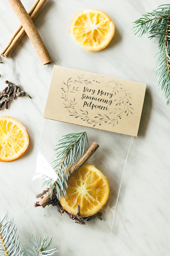 Your guests will love this very merry simmering potpourri wedding favors!