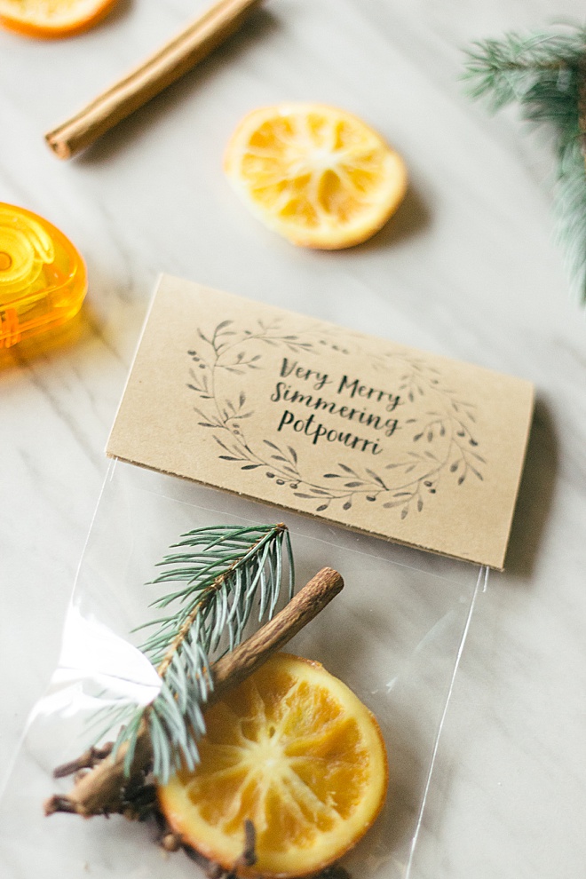 Your guests will love this very merry simmering potpourri wedding favors!