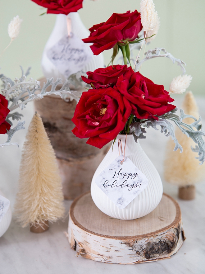 How to make holiday bud vase floral gifts!