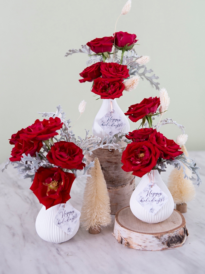 How to make holiday bud vase floral gifts!