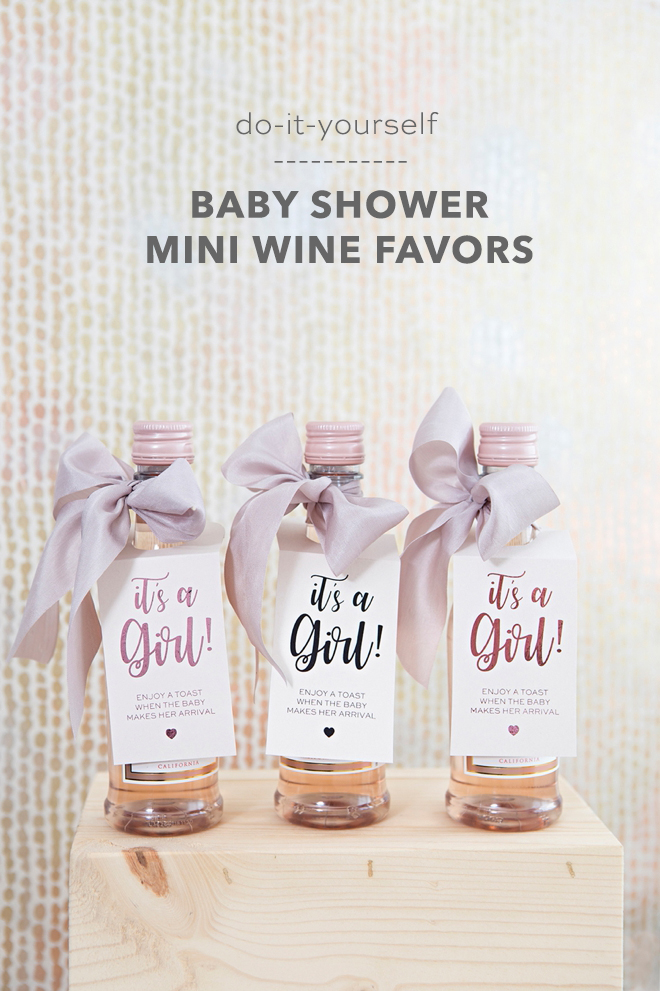 These DIY It's a Girl mini wine favors are the cutest!