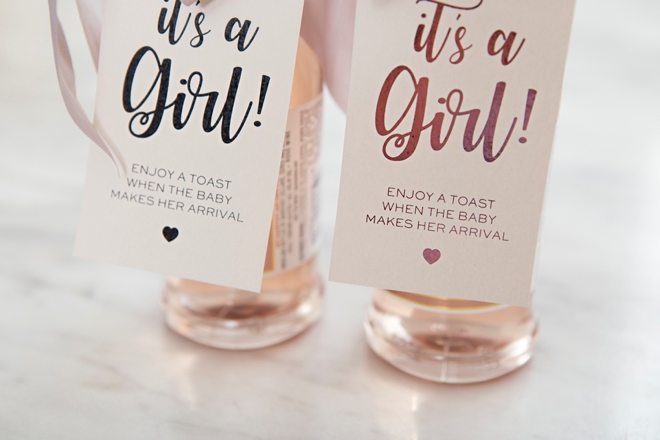 These DIY It's a Girl mini wine favors are the cutest!