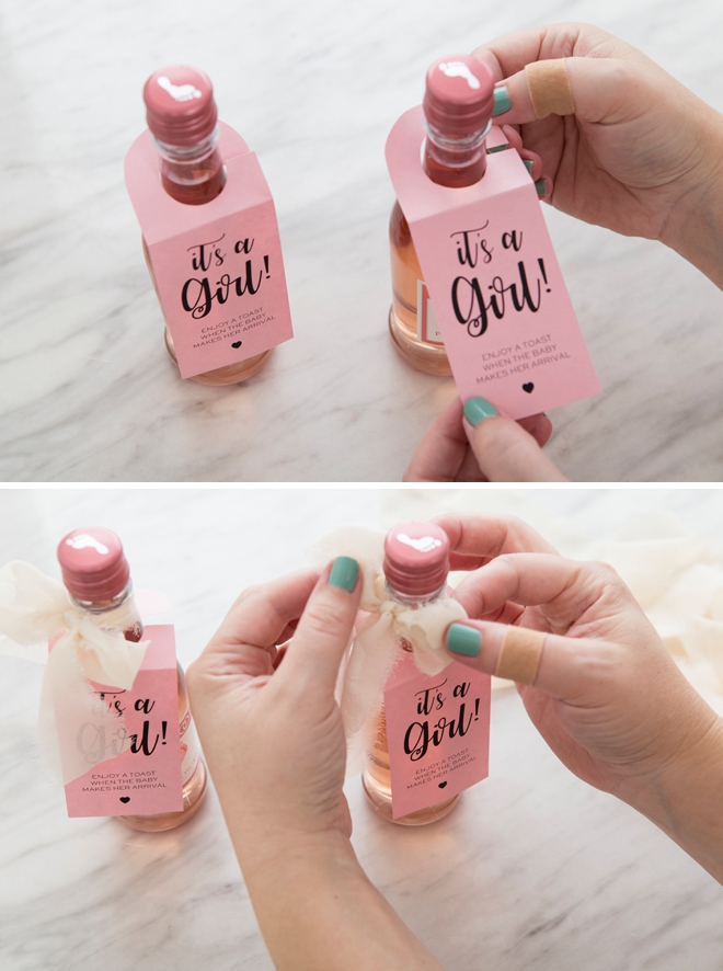 These DIY It's a Girl mini wine favors are the cutest!