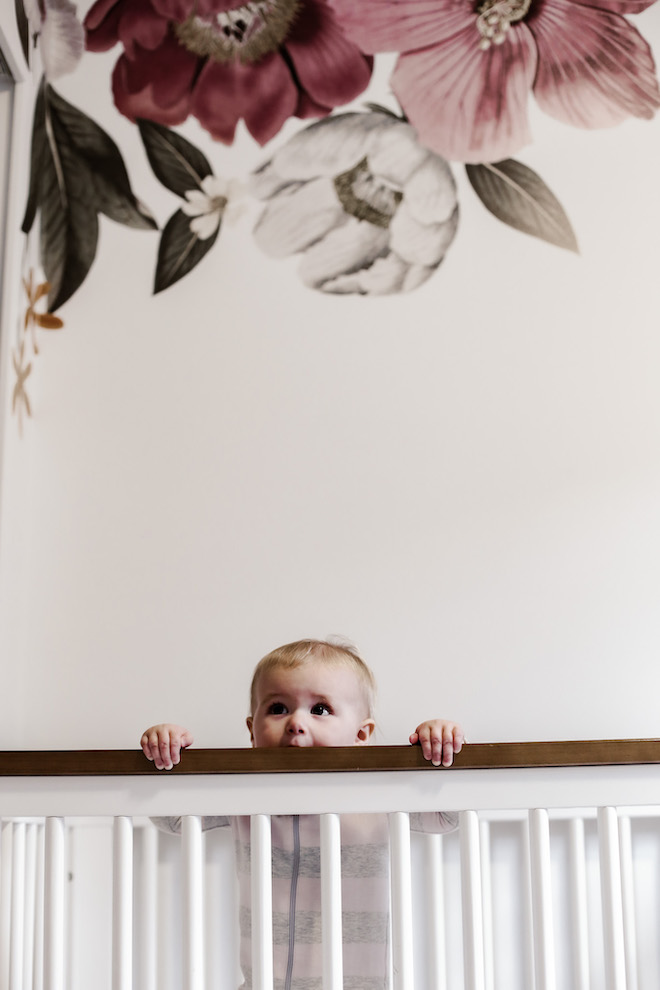 Baby girl nursery inspo! Stunning wall decals that literally took ONE day to install. These flowers are stunning and so precious!