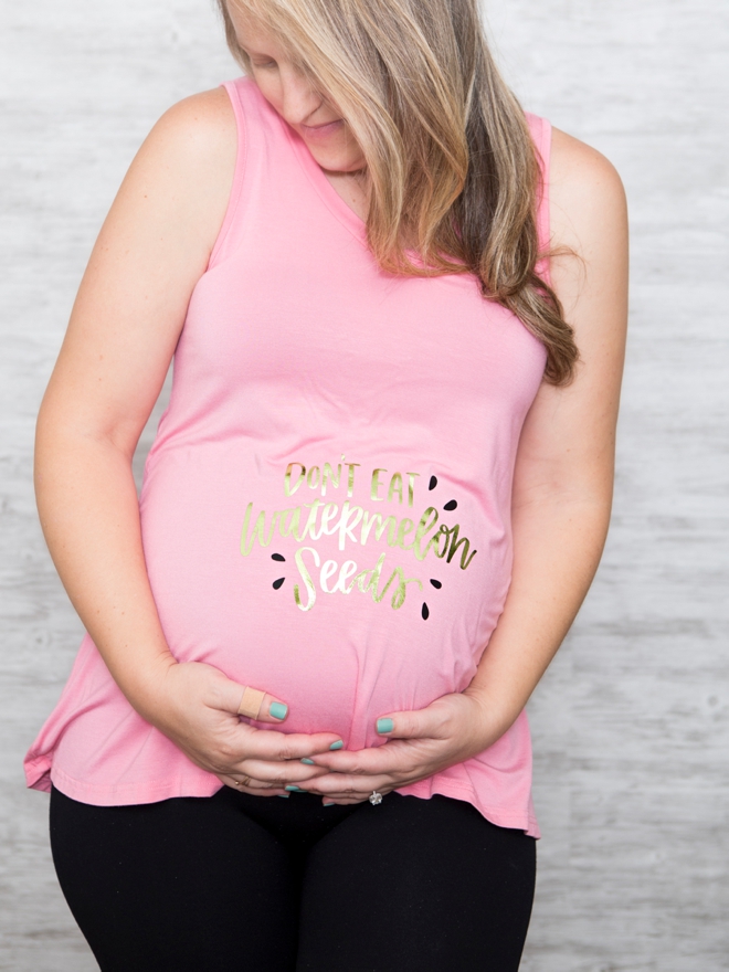Don't eat watermelon seeds, funny pregnancy tank top!