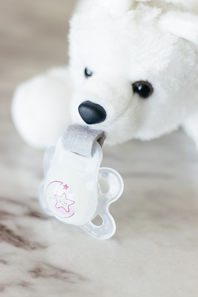 Make your own stuffed animal pacifier holder with your babies favorite pacifier!