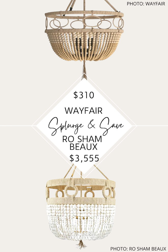 This Ro Sham Beaux Frankie Malibu Beaded Chandelier dupe will get you the Ro Sham Beaux look for less. This beaded, draped chandelier would go well in a coastal or modern traditional dining room, kitchen, or bedroom. #inspo #decorating #lighting #coastal #boho #decor #style