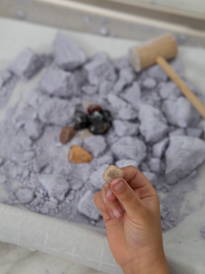 Make your own gemstone or fossil dig to beat quarantine boredom!