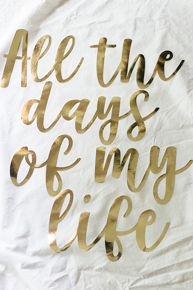We are making a DIY gold foil wedding quote tapestry iron-on with Cricut with a multi-purpose!