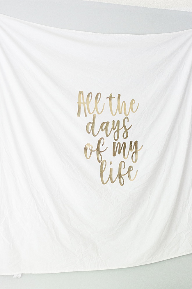 We are making a DIY gold foil wedding quote tapestry iron-on with Cricut with a multi-purpose!