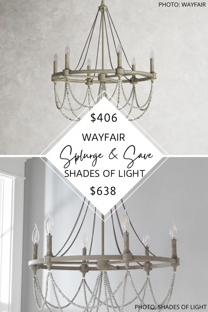 This beaded metal chandelier is a Shades of Light Elegant Rustic Draped Chandelier dupe! It would look great as dining room lighting, living room lighting, or bedroom lighting. If you love luxury lighting, this beaded chandelier is for you! #inspo #style #decor #design #lookforless #budget #copycat #light