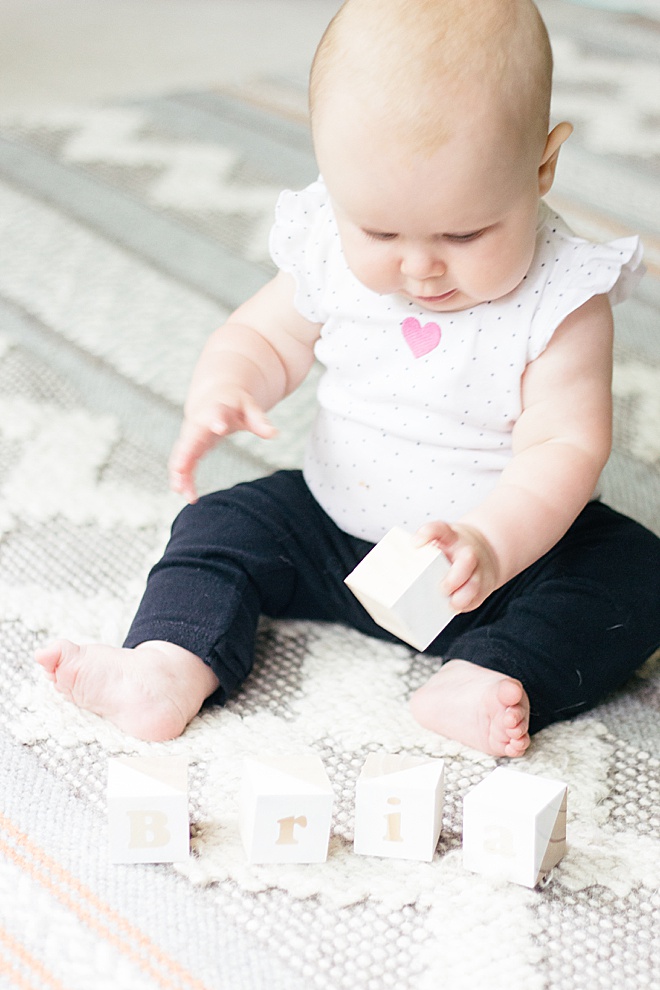 I love watching my baby learn to play every single day. Learn how to make these simple wood blocks on the blog!