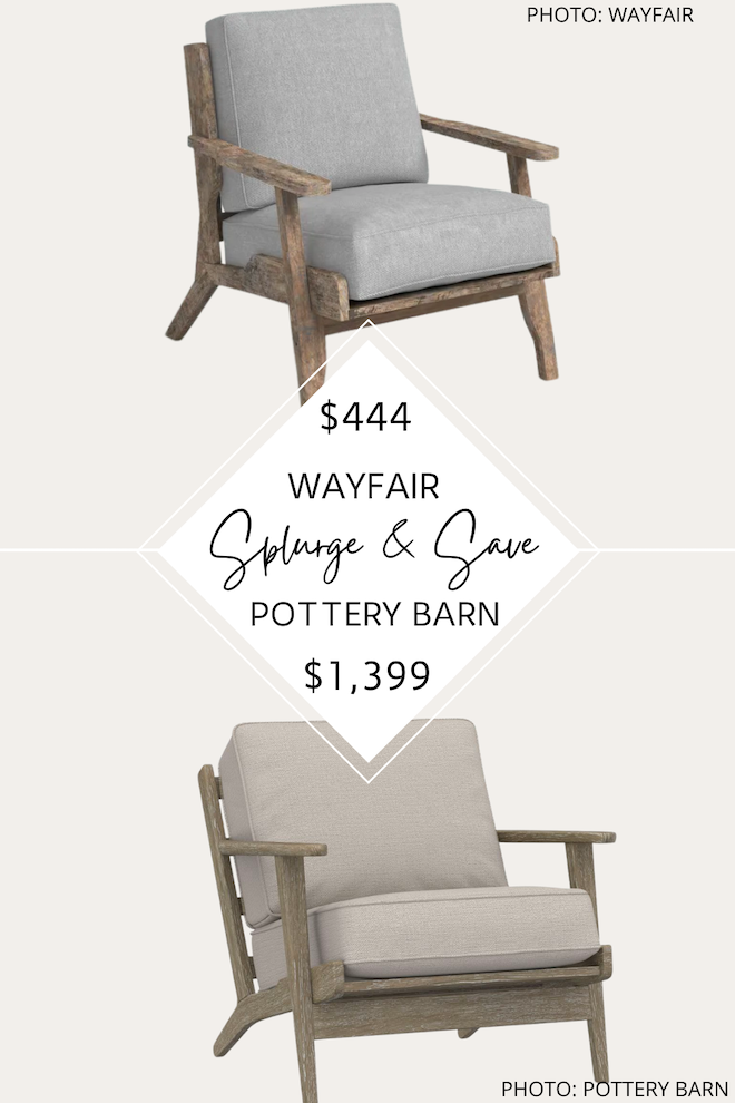   If you want the Pottery Barn look for less, you've got to see this Pottery Barn Raylan Armchair dupe. Accent chairs and side chairs are a great way to add extra seating in a bedroom, home office, nursery, or living room.  #style #furniture #copycat #lookforless #dupes #decor #inspo