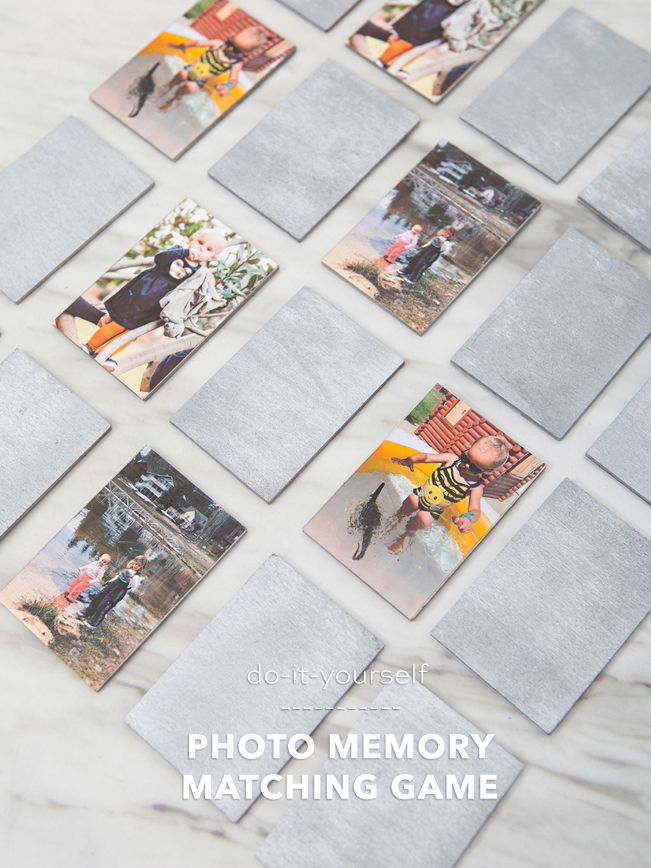 This DIY photo memory matching game is SUPER easy to make!