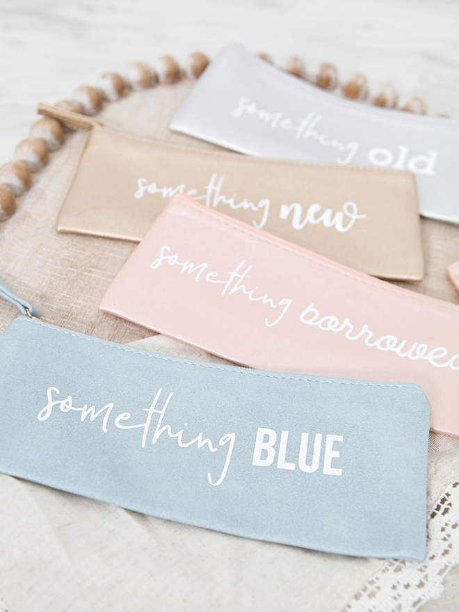 These DIY old new borrowed blue bags are just too cute!