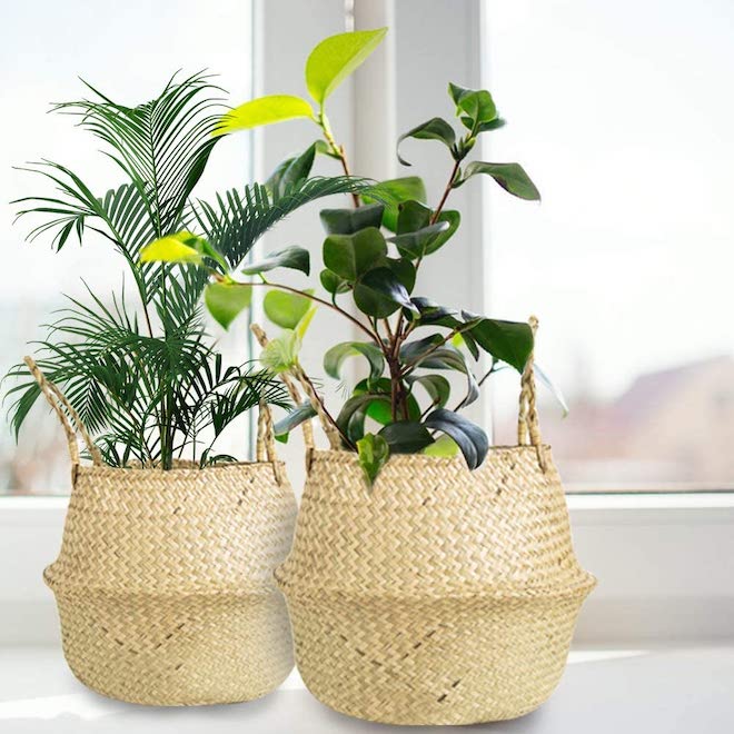 Also known as belly baskets, these natural sea grass baskets are a total steal. You've probably seen them all over Pinterest; they can be used for about 100 things (you can use them as planters, toy storage, blanket storage, or even to hide a stack of magazines). Amazon's baskets come in three sizes and start at just $11, so the possibilities are endless. #belly #organization #storage #neutral # scandinavian #boho