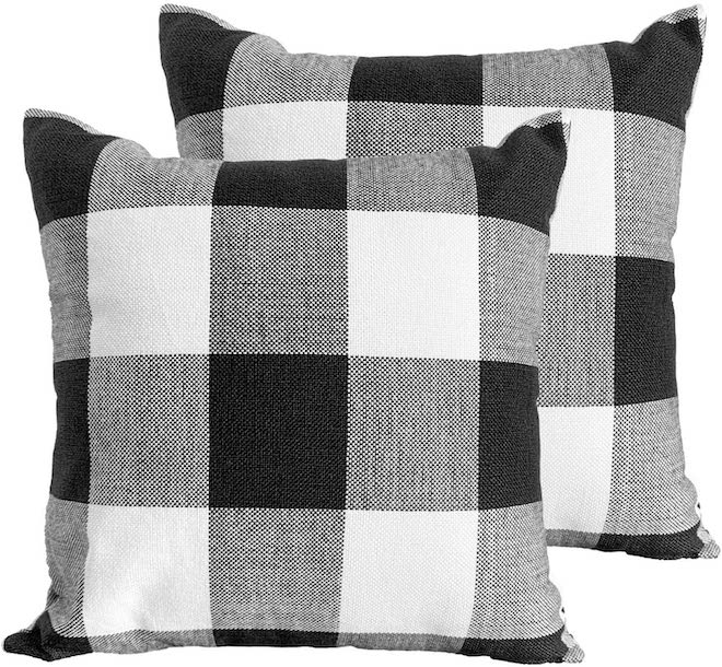 This buffalo plaid pillow is what fall dreams are made of. At $6.99, it's an easy way to add hints to of fall to your living room. #inspo #decor #amazon #affordable