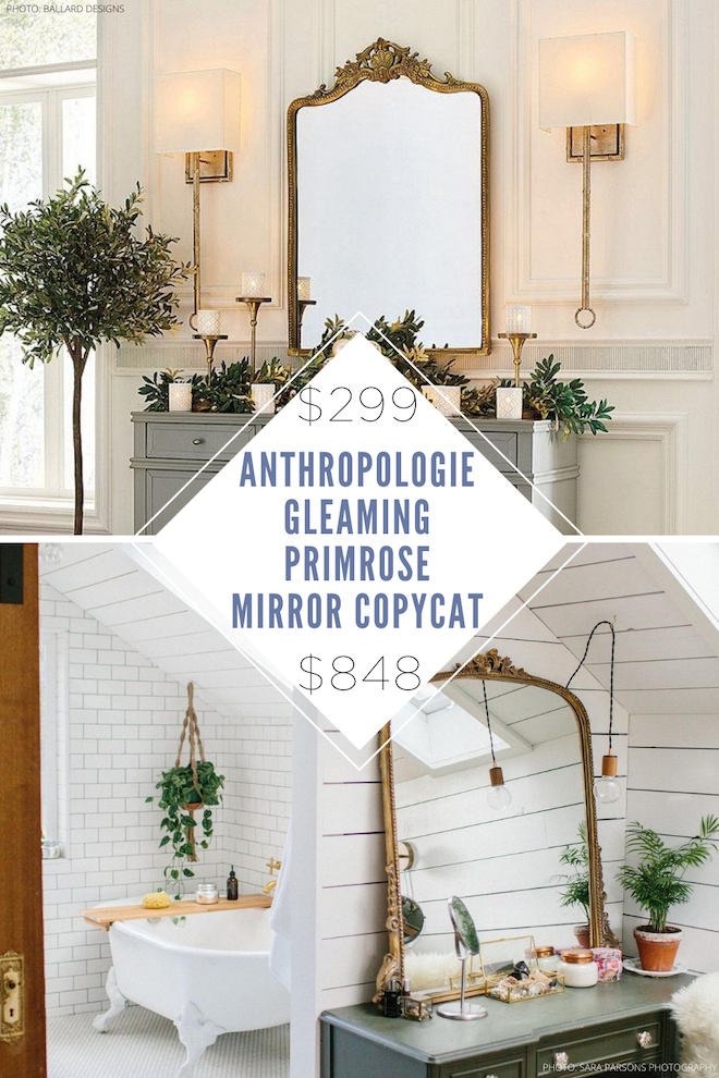 This anthropologie gleaming primrose mirror copycat is everything! This dupe looks just like the real thing but is way more affordable!  Oversized, vintage mirrors are so in right now, so this is my kind of lookalike. #decor #mirror #home #knockoff #budget