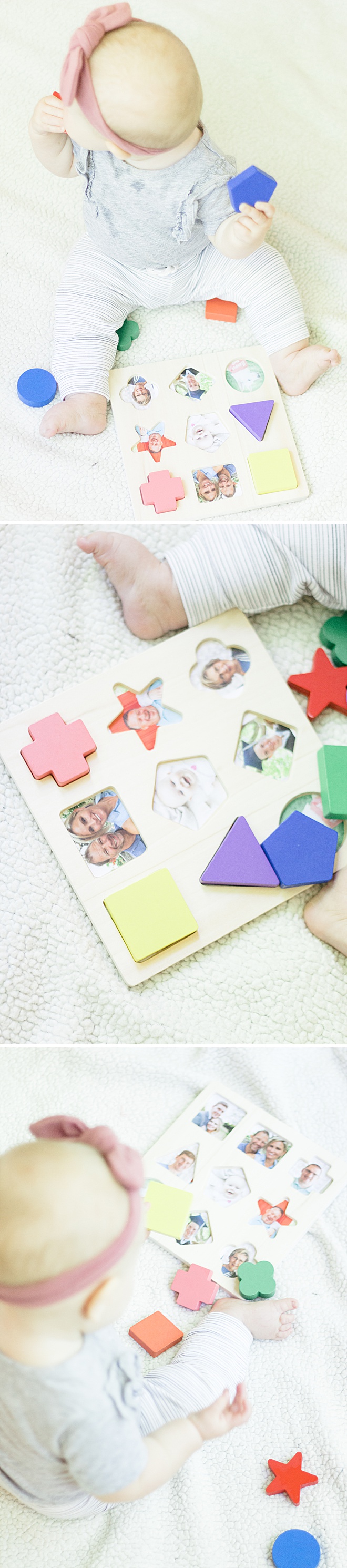 Your baby loves seeing faces! Make this custom puzzle filled with loved ones to help your baby's memory and dexterity!