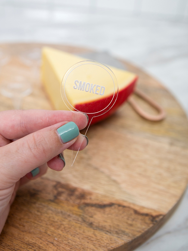 Use our exclusive SVG file to make your own acrylic cheese markers!