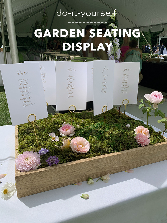 DIY creative seating chart display perfect for a garden wedding