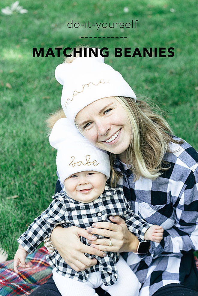 These matching pom beanies are adorable and can be customizable. The tutorial today will teach you how to add a pom to a beanie and add mama and babe in embroidery floss.