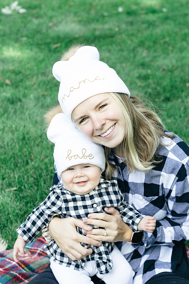 These matching pom beanies are adorable and can be customizable. The tutorial today will teach you how to add a pom to a beanie and add mama and babe in embroidery floss.