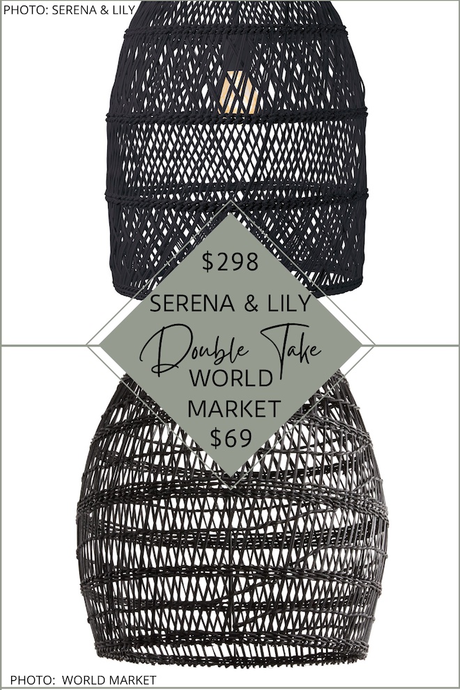 I'm back with more home decor copycats and this time I've got a serena and lily pendant copycat for you! I'm in love with their Headlands wicker / rattan / woven pendant, so I found a dupe for a fraction of the price. This light would look amazing in a dining room, above a kitchen island, in a bedroom, or home office. #lighting #inspo #decor #dupes