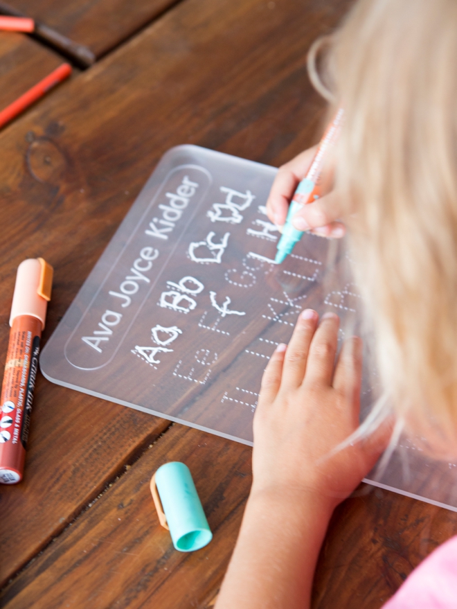 Custom acrylic letter tracing boards with your Glowforge!