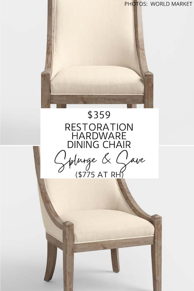 Always dreamed of having a Restoration Hardware dining room? This Restoration Hardware 19th Century French Empire dining chair dupe comes in grey and cream. #inspo #decor #diningchair #diningroom #seating #diningtable #lookforless