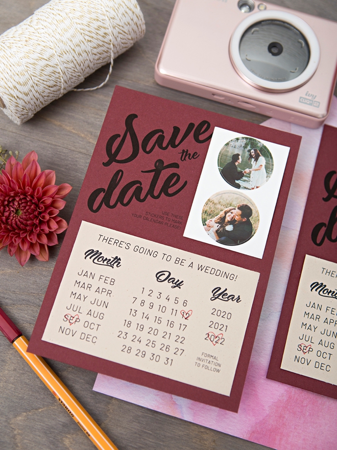Learn how to make these adorable calendar sticker Save the Dates!
