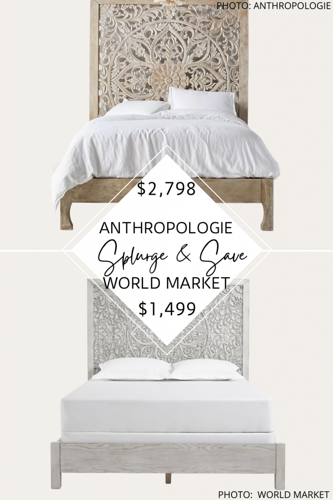 Anthropologie home find! This Anthropologie Lombok wood carved bed dupe will get you the Anthropologie look for less. If you've always wanted an Anthropologie bedroom, you need to see this copycat. #lookforless #home #decor #headboard #design #style