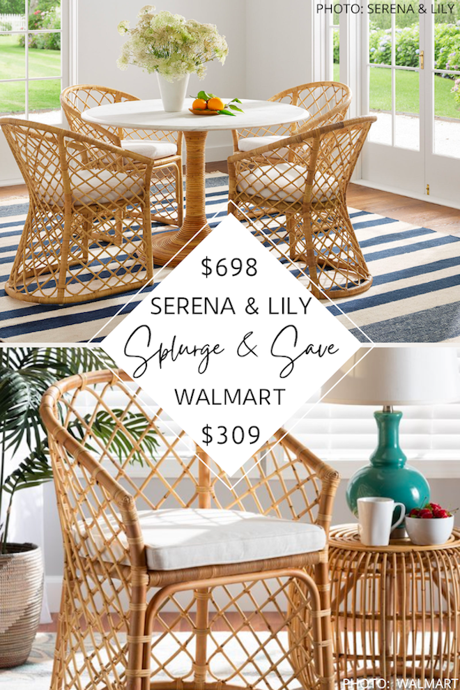 Looking for a Serena and Lily Avalon dining chair dupe? I love finding Serena & Lily dupes and this coastal dining chair would look great in a kitchen or dining room. #inpo #style #lookforless #dupes #copycat #boho 